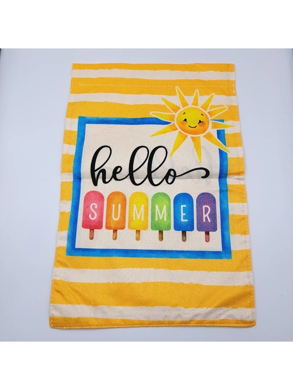 Hello Summer Double Sided Vertical Garden Flag Outdoor Welcome Sunshine Colorful